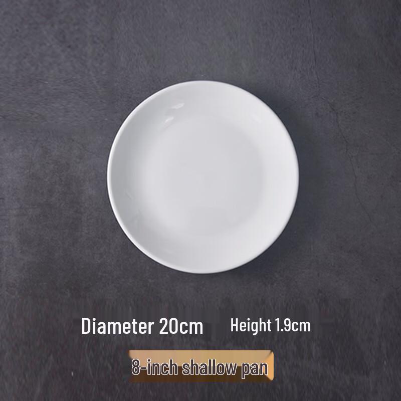 Pure White Ceramic Round Steak Plates - 8 Inch