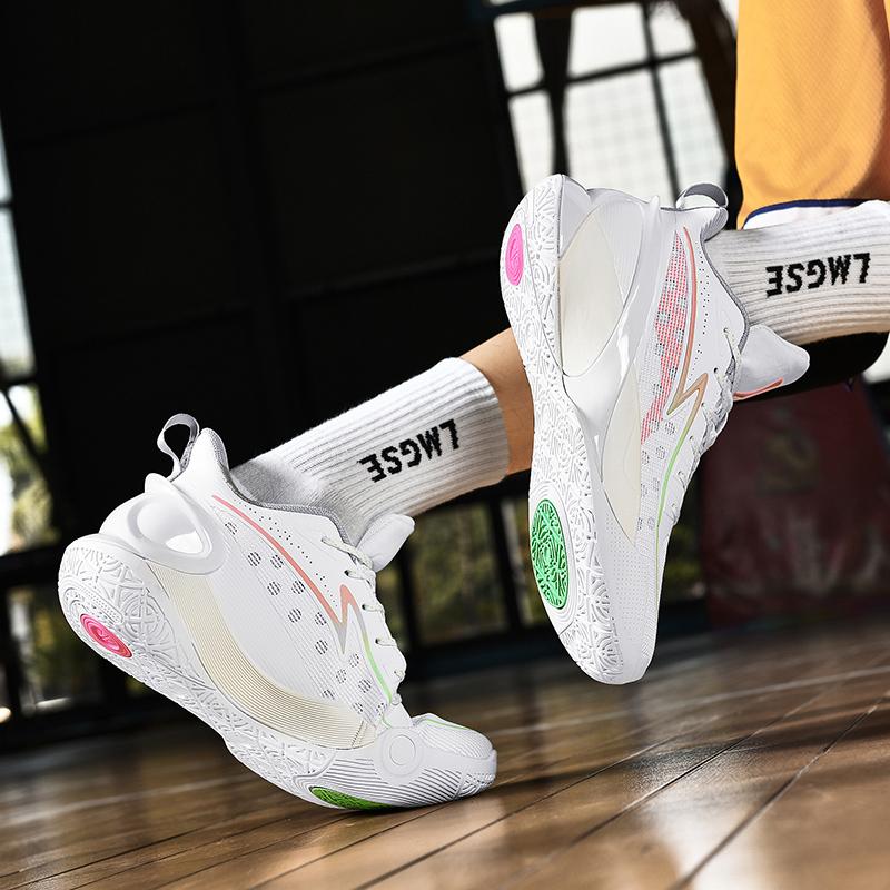 Glow-in-the-dark basketball shoes men's mesh breathable women's shoes Low-top men's shoes cushioned wear sports shoes