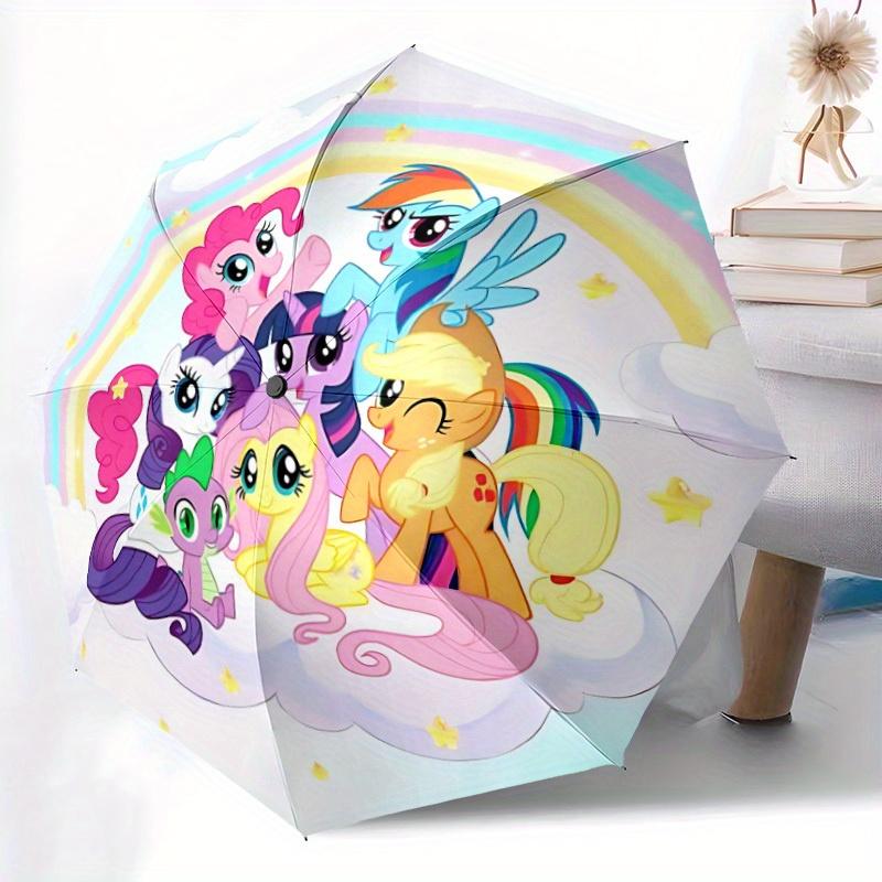 Ombrello Pieghevole Automatico My Little Pony, Apertura/Chiusura Automatica, Ombrello da Viaggio Resistente Antivento per Avventure all'Aperto a0826070