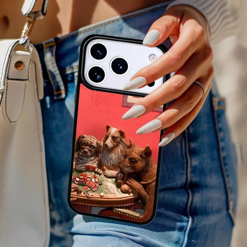 Dogs Playing Poker Phone Case For iPhone 17 Air 14 15 13 12 Max Cover For Apple 14 15 16 16e 11 Pro Max Plus