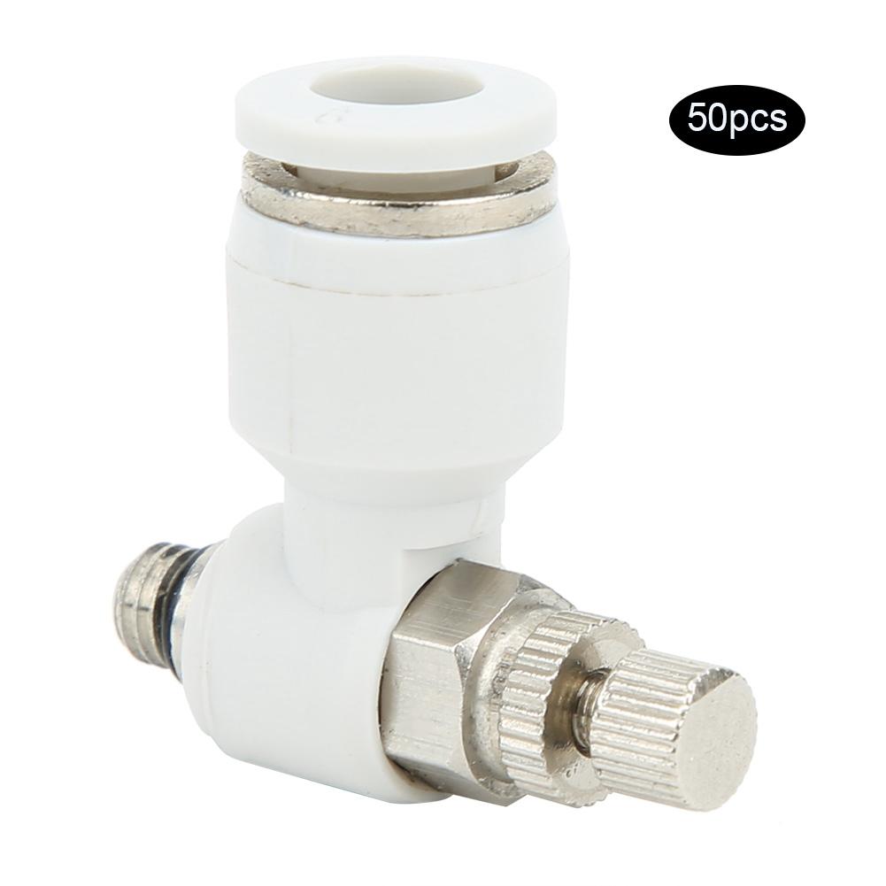 50Pcs Air Flow Control Valve Pneumatic White Adjustment Durable Quick Connector SL6‑M5