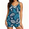 Womens Two Piece Tankini Swimsuit Set Floral Print Sleeveless Top and Shorts Swimwear for Active Beach and Pool Use