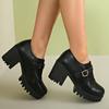 Fashion 2024 New Chunky Platform Ankle Boots Women Buckle Decor Faux Leather Boots Classics Black Big Size Slip Non Booties