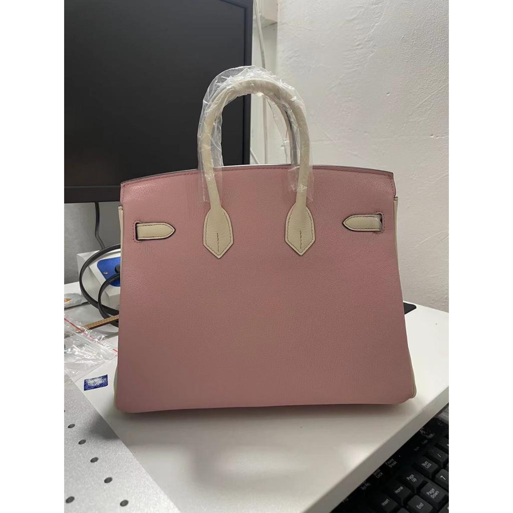 Factory Direct Sales French Sheep Pattern Bag Portable First Layer Leather Women's Bag 25cm Large Capacity Contrasting Color Cross-border Special
