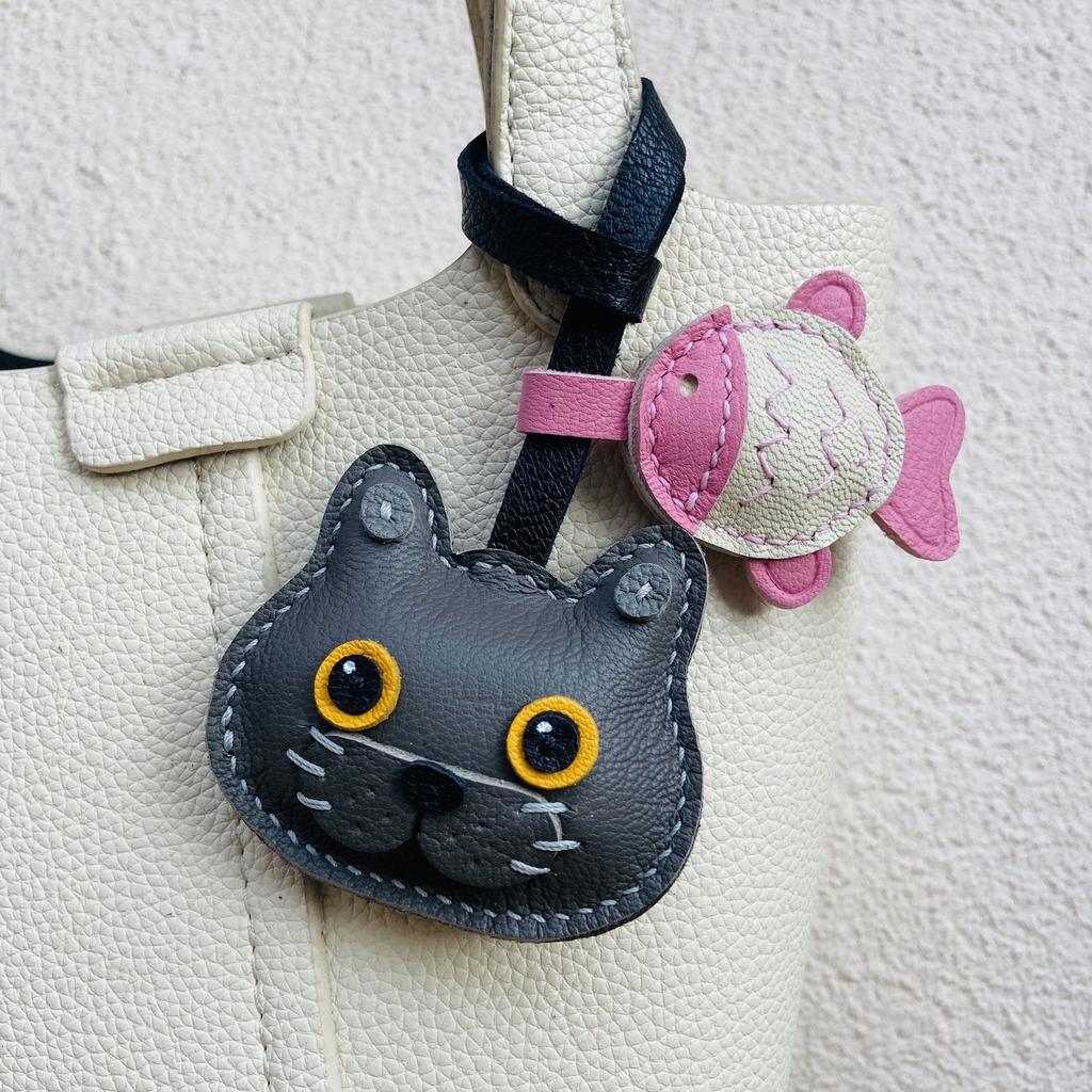 Unique Sheepskin Handmade Ragdoll Cat Lucky Cat Car Key Bag Pendant Handbag Crossbody Bag Pendant Girl Birthday Gift Lovely