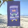 Funny Cartoon Face Beach Towel Flat Print Red Eyes Purple Microfiber Bath Towel for Travel Pool Outdoor Vacation Humor Gift