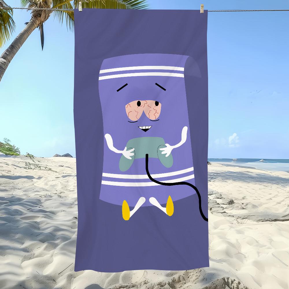 Funny Cartoon Face Beach Towel Flat Print Red Eyes Purple Microfiber Bath Towel for Travel Pool Outdoor Vacation Humor Gift