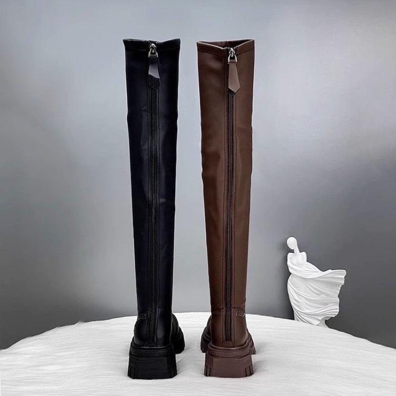 Women's Fashion Boots Non-slip Zipper Snow Platform High Boots Outdoor Knee-high High Heels Women's Spring Popular Gothic Boots