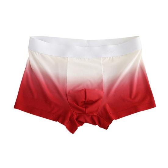 Boxer da uomo, con stampa a lettere, con stampa sfumata, in seta ghiacciata, con design a U convesso, vestibilità aderente, mutandine ad alta elasticità