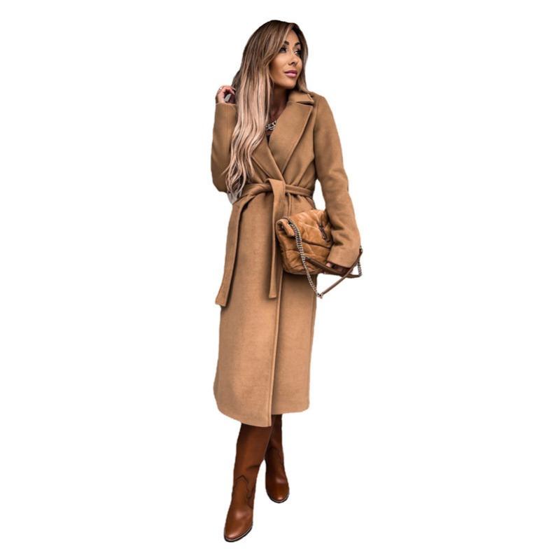 YYFS Women's Fashion Casual Solid Color Print Autumn Winter Long Sleeve POLO Neck Jackets & Coats