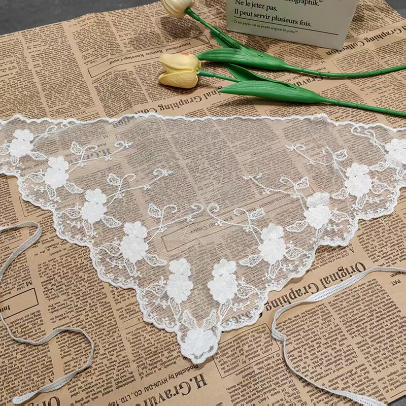 Sweet Triangle One-Piece Belted Overlap Lace Skirt Apron  Lace Trim Half Skirt Butt Curtain Spring Headscarf Accessories