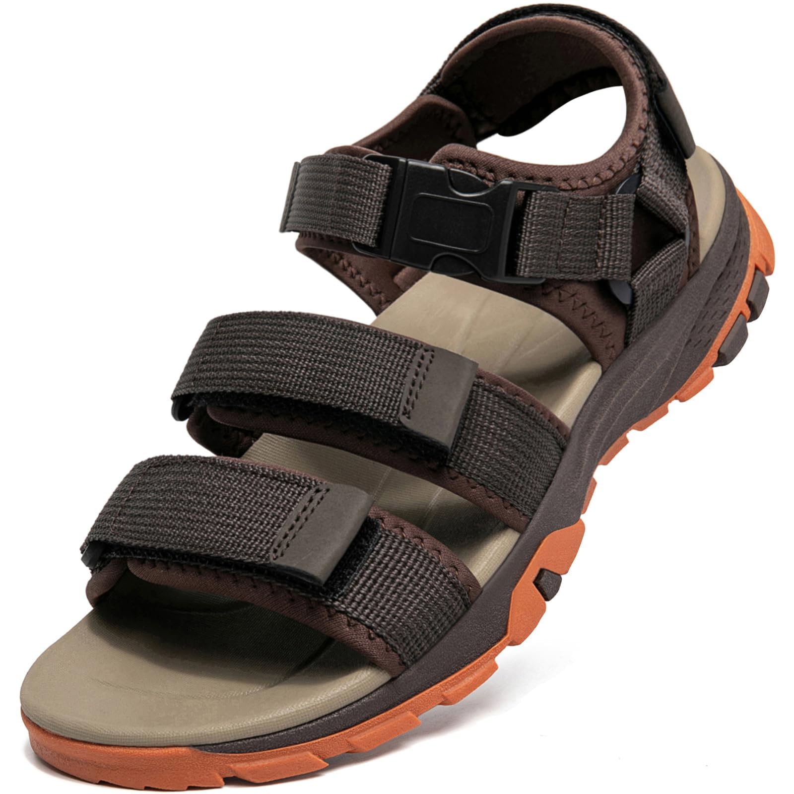 Strap Sandals for Men Sport Sneaker Velcro Outdoor Brown [SOARHOPE] - Sandals, Sandals, Closure, Wear, Summer, Beach, Walking, Camping, Amphibious,