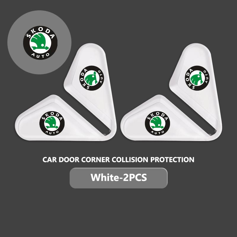 cqmes7 Silicone Car Logo Door Corner Cover Bumper Crash Scratch Protector Accessories For Skoda Kodiaq Fabia Kamiq Karoq Octavia 2 3