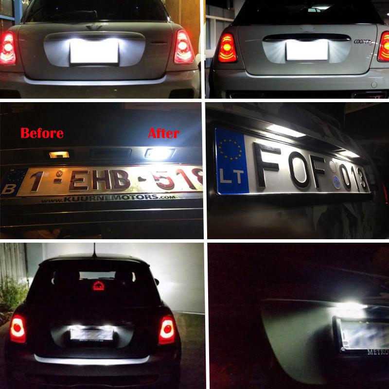2Pcs Canbus LED Car Number License Plate Light Lamp For BMW E53 X5 1999-2003 E83 X3 2003-2006 Mini Cooper R56 R57 R58 R59