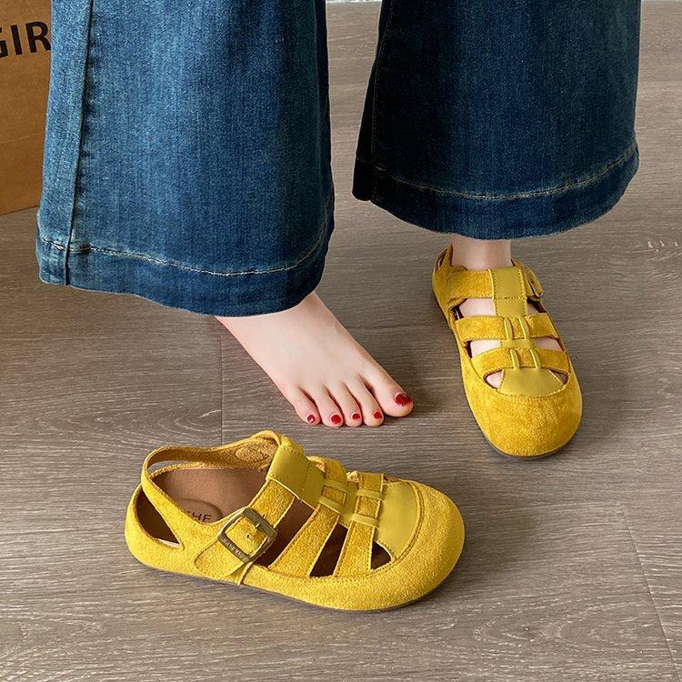 

Mori retro Roman sandals women s 2025 summer new inner heightening hollow Boken shoes woven soft-soled pig cage shoes 35