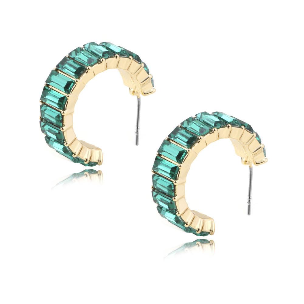 Vibrant Glass Gem Stud Earrings With Modern Geometric Shapes For Daily Wear