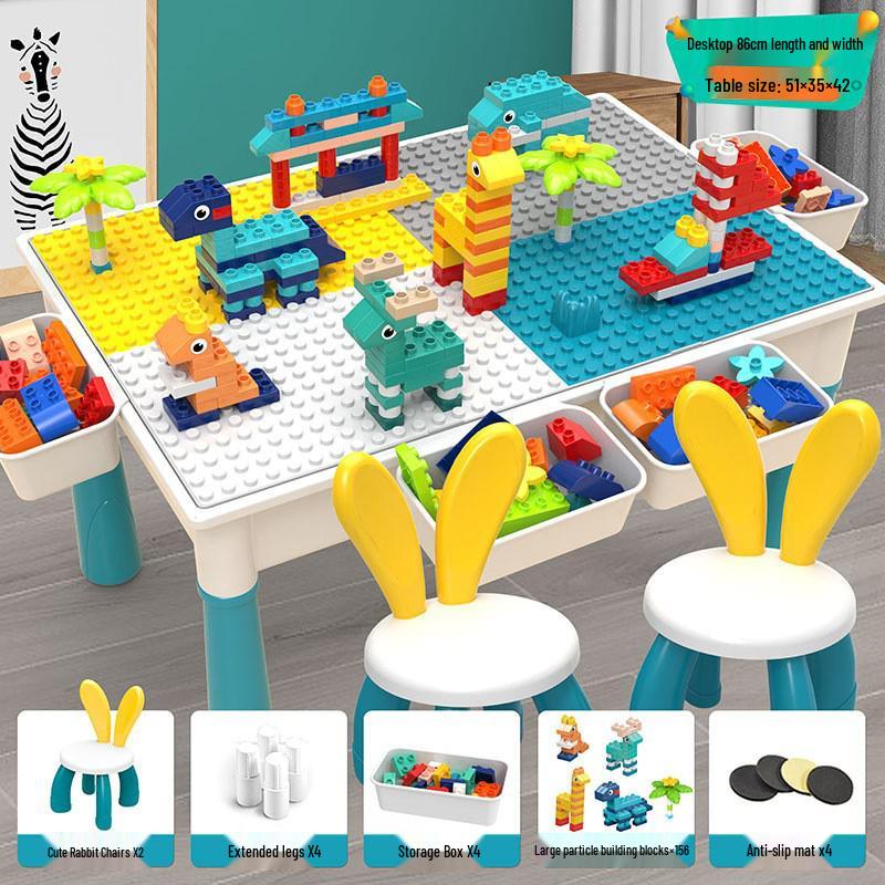 Multifunctional Building Block Table for Kids, Compatible with Large Lego Pieces, Educational Toy for Boys Ages 3-6