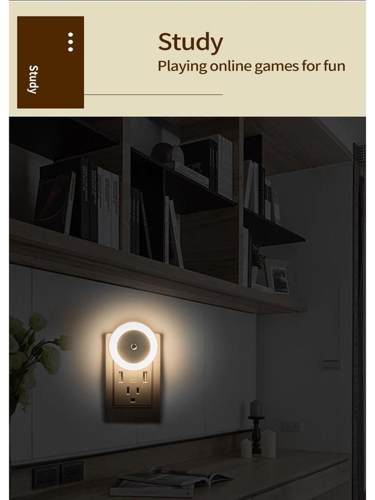 4-Pack EU Plug Light-Controlled Night Lights for Bedroom, Living Room, and Bathroom