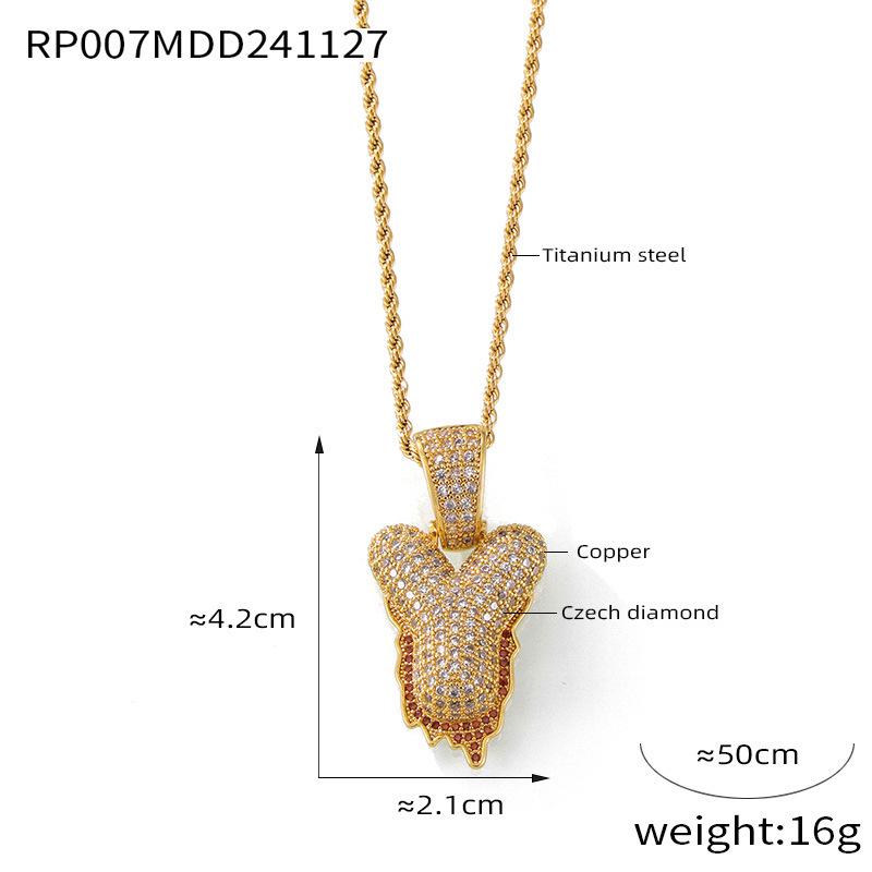 Elegant European-Style Necklace: Women's 26-Letter Diamond-Inlaid Copper Pendant on Titanium Steel Clavicle Chain