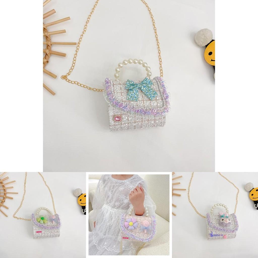 Girls Childrens Cute Pearl Mini Shoulder Bag With Breathable Fabric For Daily Fashion Accessory