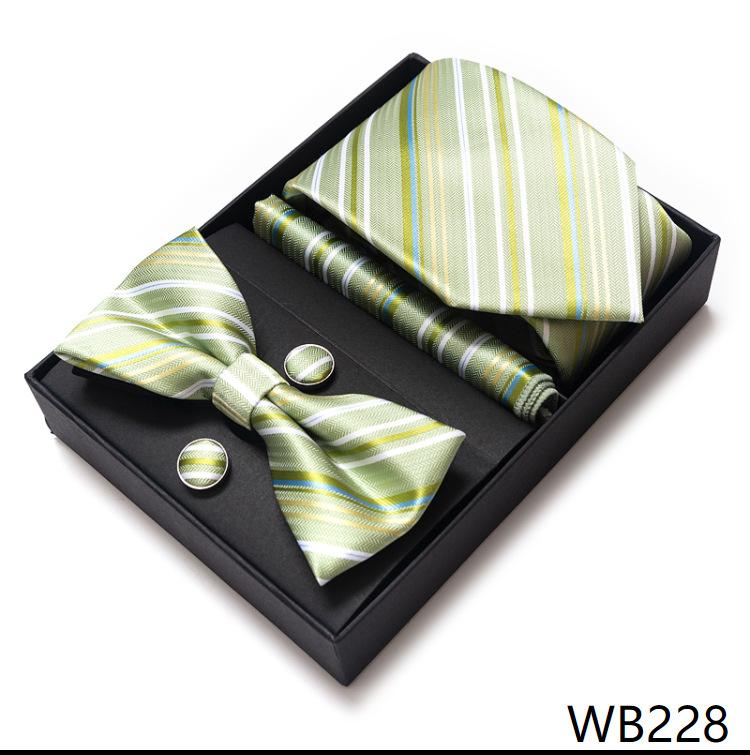 Men'S Business Dress Party Tie Gift Box Fashion Tie Square Scarf Combination Set Tie Bow Tie Set