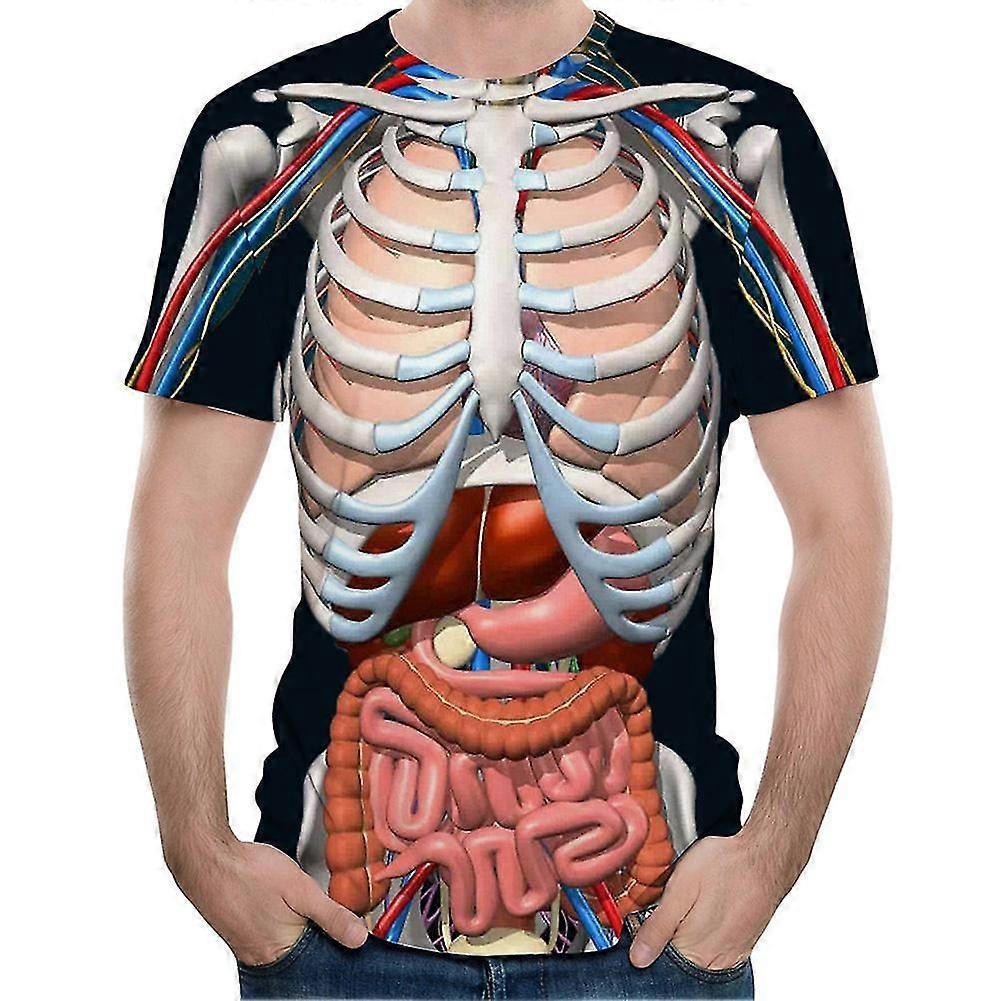 Human Organ Top 3d Print Horror Offal Pattern T-Shirt Round Neck Short Sleeve Loose Tops Halloween Decoration Accessory
