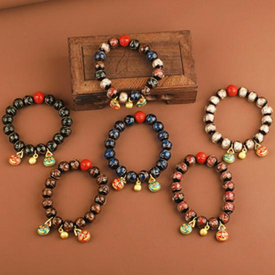 Incense Ash Glaze Bracelet: Classic Style with Gold Thread, Handcrafted Single Circle Jewelry