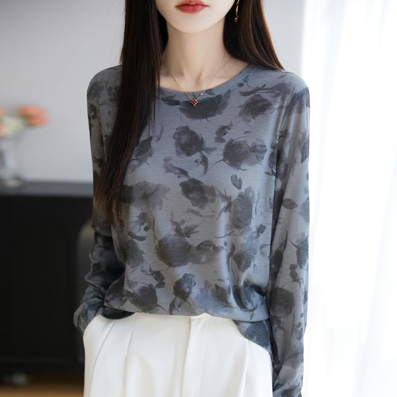 

Женский вязаный свитер с круглым вырезом, летняя новинка, модный, универсальный, для ношения под низ, топ L