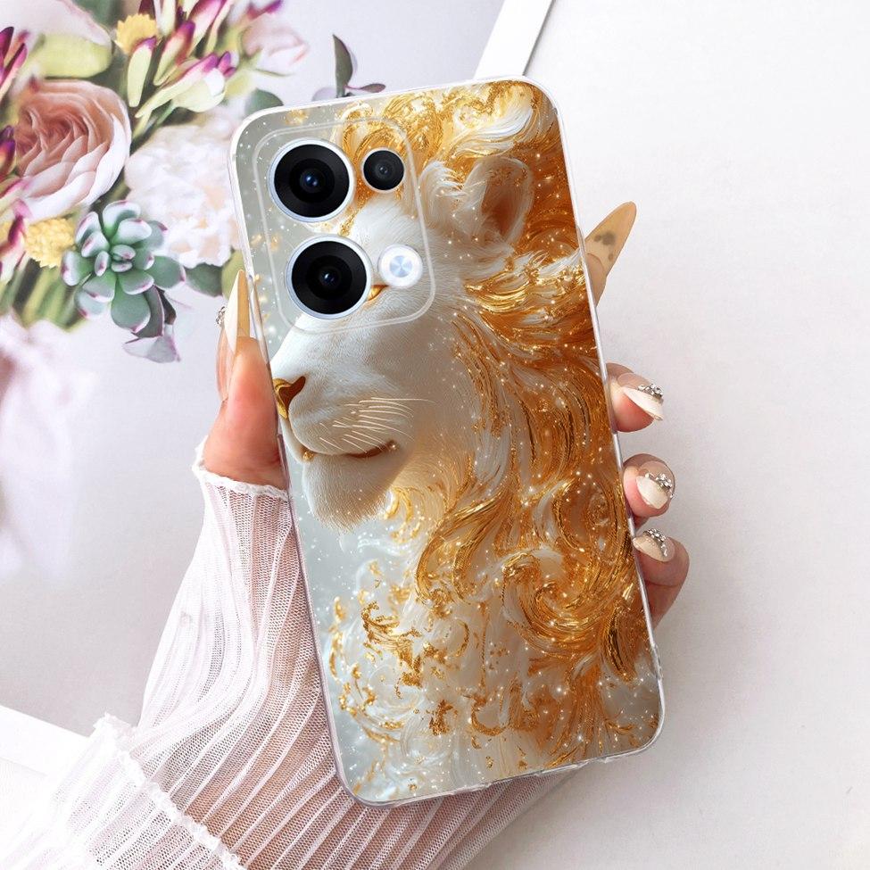 Transparent For Oppo Reno13 Case CPH2689 Cute Cat Fashion Butterfly Funny Painted Casing For Oppo Reno 13 PKM110 Cover