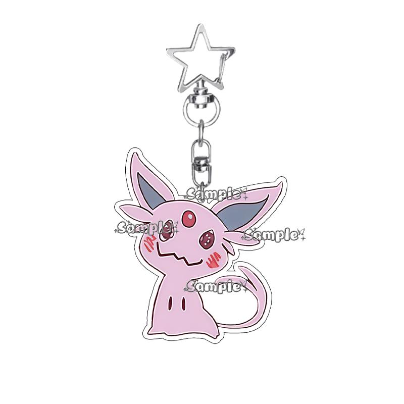 Creative Anime Eevee Leafeon Glaceon Umbreon Jolteon Anime Double-sided Printing Acrylic Keychain Key Ring Jewelry  Accessories
