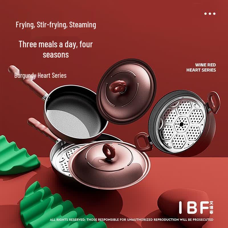 IBF Wine Red Silargan 3-Piece Cookware Set
