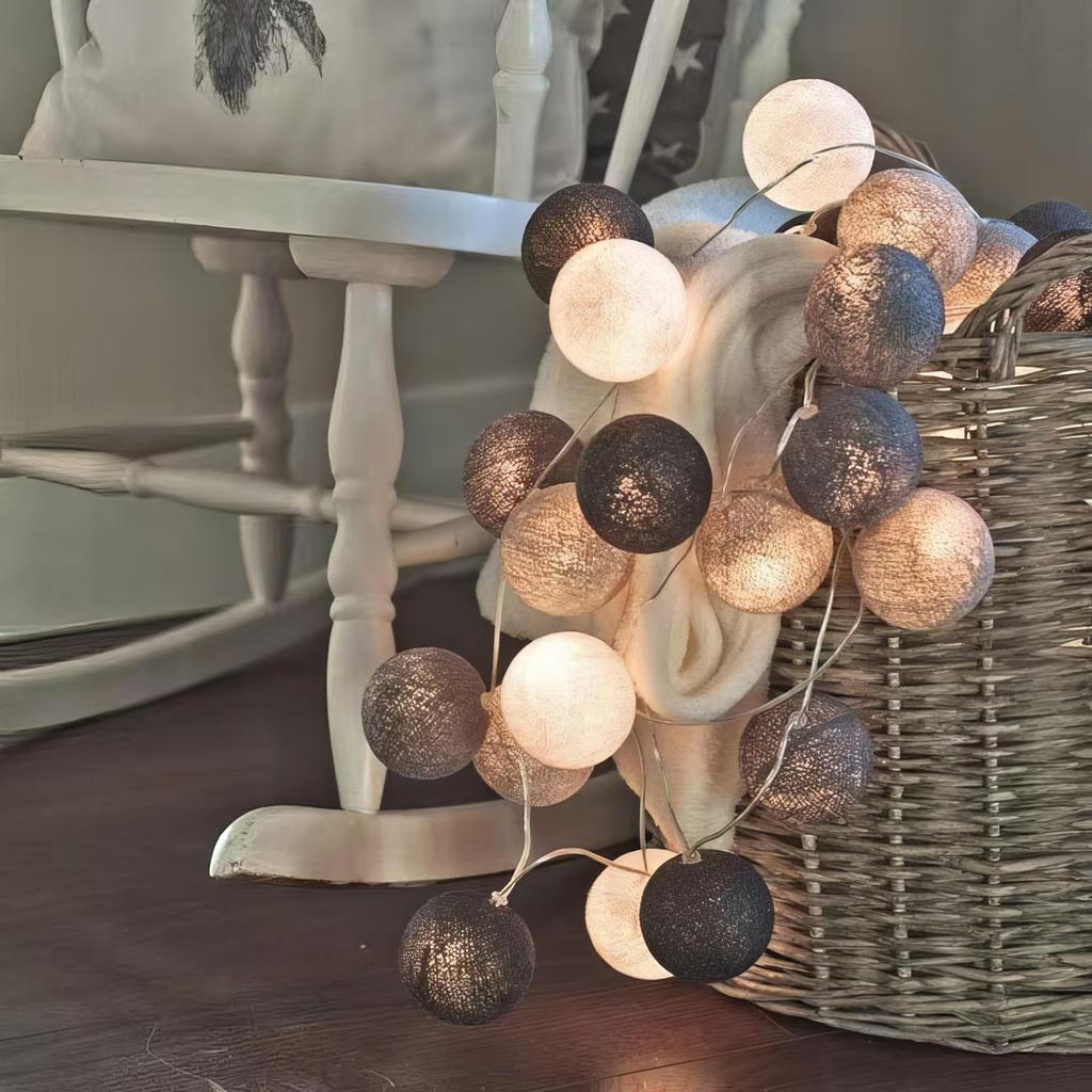 Outdoor LED Cotton Ball String Lights - Perfect for Tents, Weddings, Parties, and Birthdays