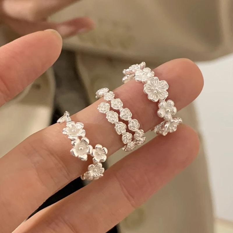 925 Sterling Silver Vintage Cross Winding Finger Flower Rings for Women Couple Minimalist Party Jewelry Gift Prevent Allergy