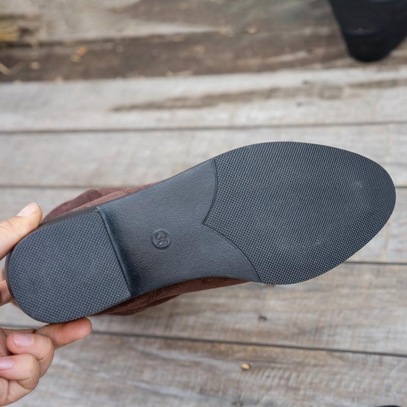 Women's Embroidered Western Style Ankle Boots, Pointed Toe Chunky Heel Folded Martin Boots, Retro Fall Winter Shoes