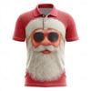 Weihnachten Lustiger Weihnachtsmann 3D-gedrucktes Herren-Kurzarm-Poloshirt Mode Revers-Knopfhemd Lässig Festival Herrenbekleidung