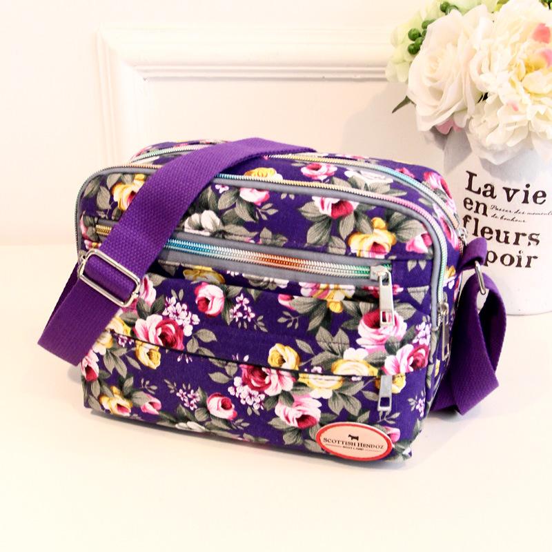 

Women s Messenger Bag Korean Canvas Bag Fashion One Shoulder Slant Cross Handbag Multi Flower Small Cloth Crossbody Bag