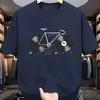 Men's T-Shirt with Unique Bicycle Record Design Breathable Polyester Crew Neck Short Sleeve Men Clothing