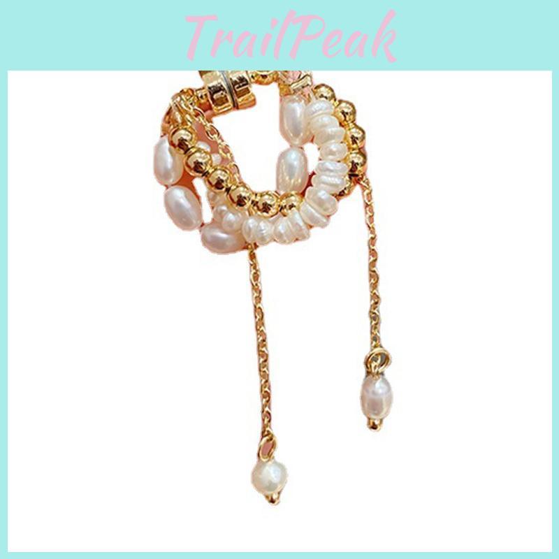 No Piercing Clip Ear Need White Pearl Delicate Elegant Simple Ear Cuff With Chain