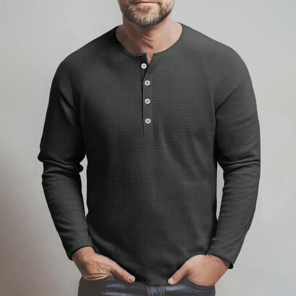 Men's Loose Casual Button Down Collar Long Sleeve Top