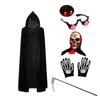 Costume di Halloween Spaventoso Costume da Morte Nera per Ragazzi Costume per Bambini con Occhi Rossi Luminosi con Guanti Maschera