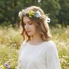 Artificial Bridal Flower Headband Pink Bridal Hair Accessory New Floral Hair Hoop  Bridal Ceremony