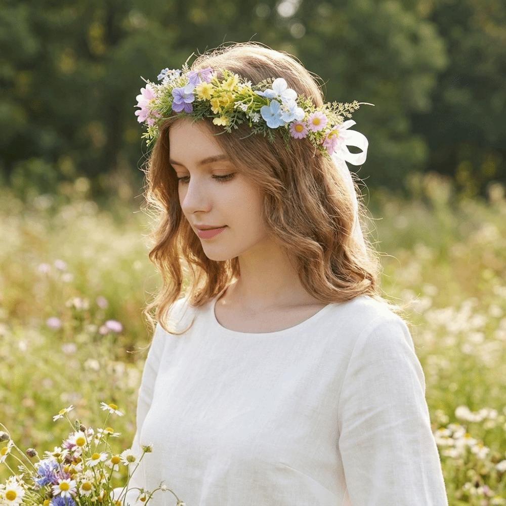 Artificial Bridal Flower Headband Pink Bridal Hair Accessory New Floral Hair Hoop Bridal Ceremony