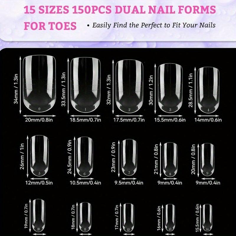 60pcs Polygel Toe Nail Extension Molds Full Cover Reusable Acrylic Nail Tips Dual Nail Forms for Toes DIY Manicure Nails Tool