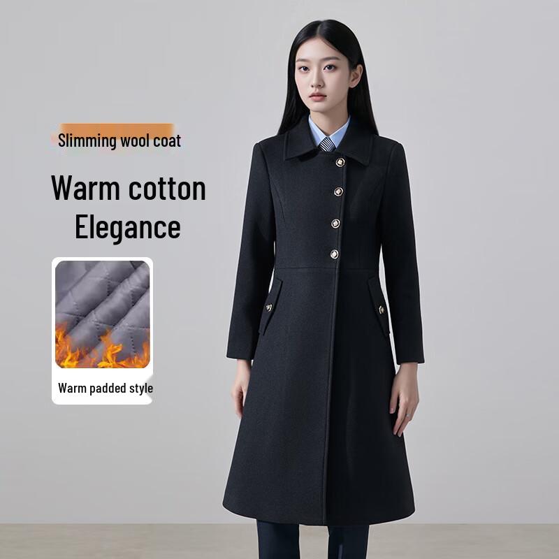 Женский утепленный рабочий пальто TLUOMAN из смесовой шерсти S