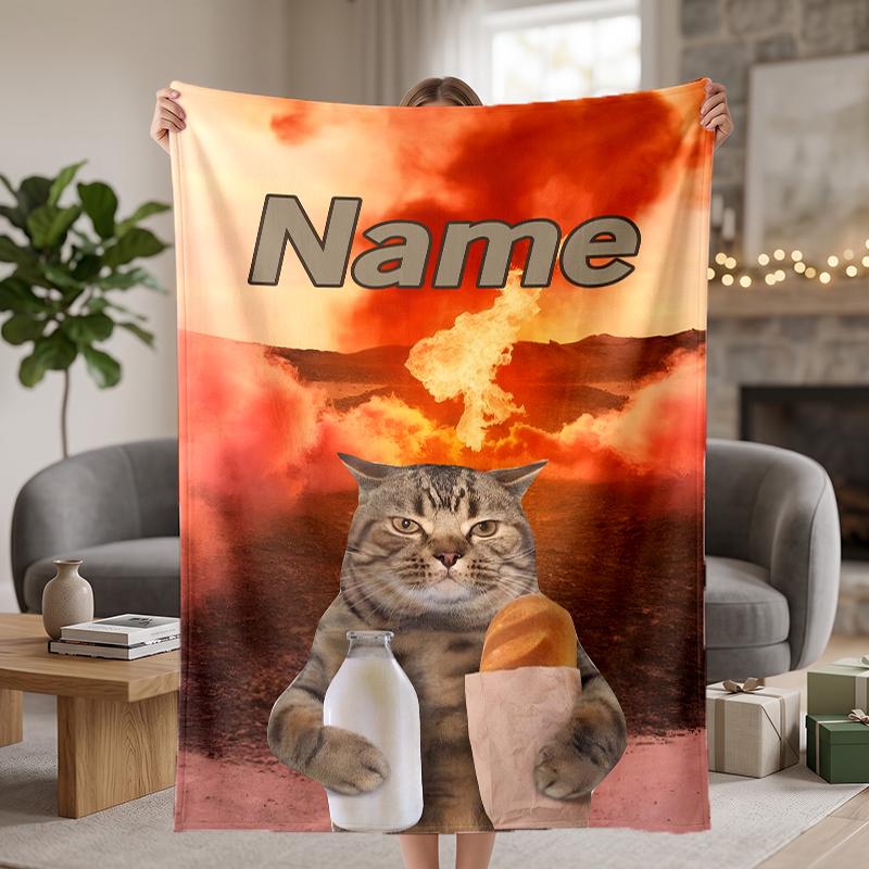 cat meme Custom Flannel Blankets Soft Warm Cozy Throws for Home Decor Holiday Gifts