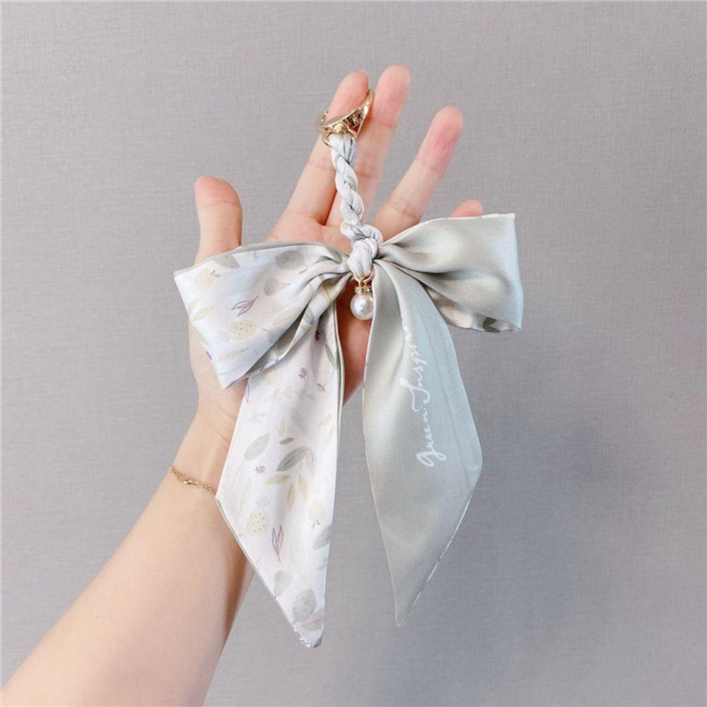 Flower Scarf Bow Keychain Pearl Bag Accessories Headset Pendant Bowknot Bag Pendant  Girl