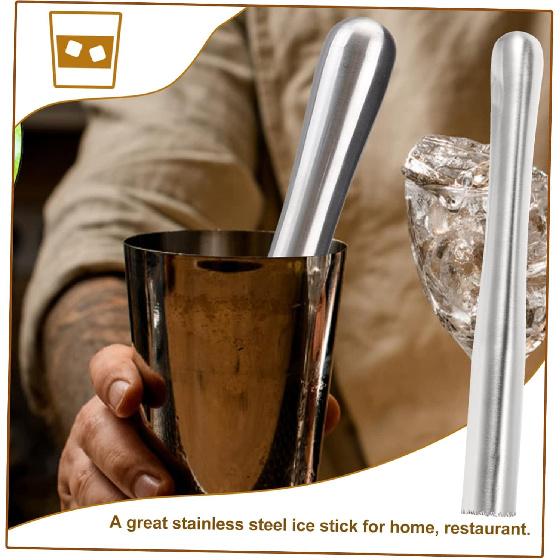 Stainless Steel Stick Ergonomic Lemon Hammer for Muddling Beating Crushing Bartending Accessory for Home Bar Restaurant Design 22.5cm