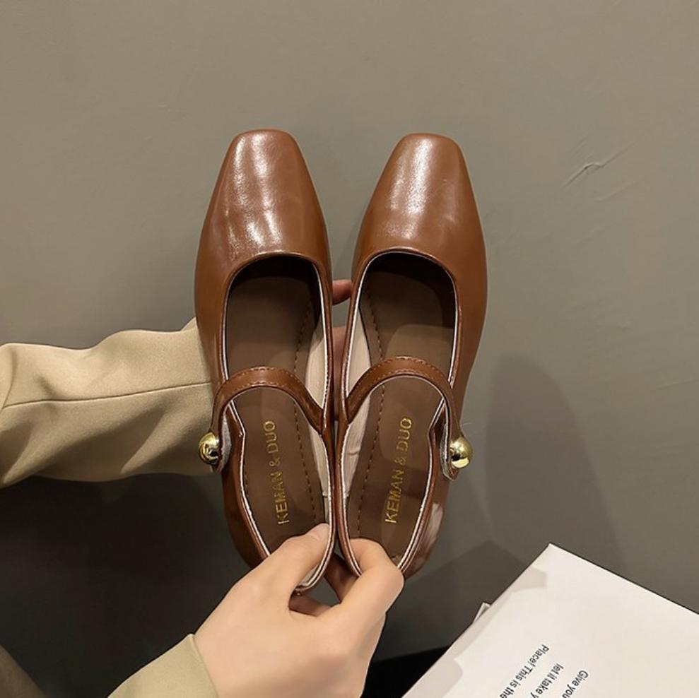 Fashion Retro women Simple Mary Jane Shoes Elegant Casual Flat Comfortable Ballerina Shoes Women's Soft-soled Shoes Chaussure