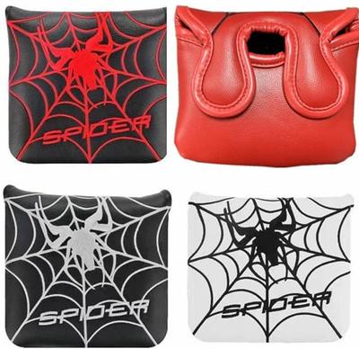 Spider Golf Headcover for Fits Odyssey and TaylorMade Spider Putter Center Shafts with Red Mallets, 2-Ball (Black Mesh)