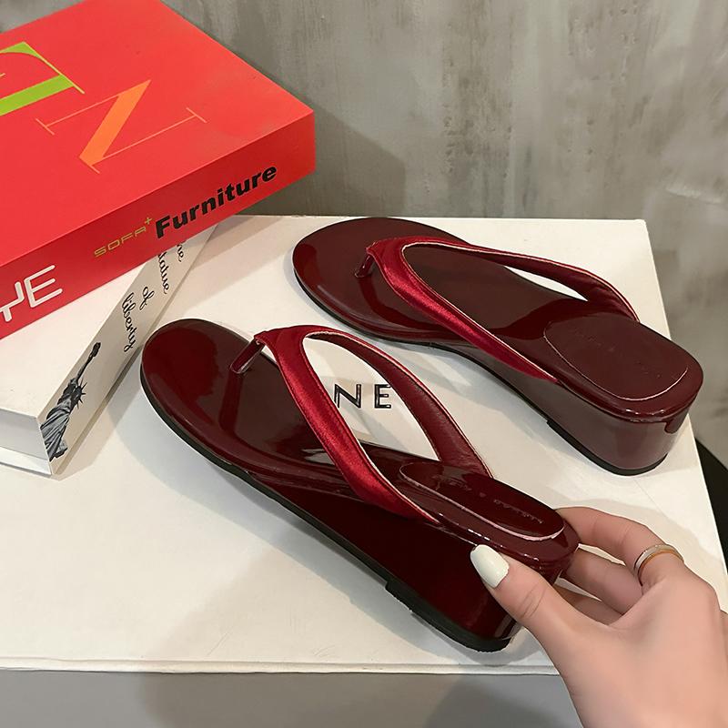 

Босоножки на высоком каблуке Женские шлепанцы Летняя уличная обувь Леопардовый принт Слипоны Тапочки Резиновая подошва Удобный стиль для отдыха 40 красный